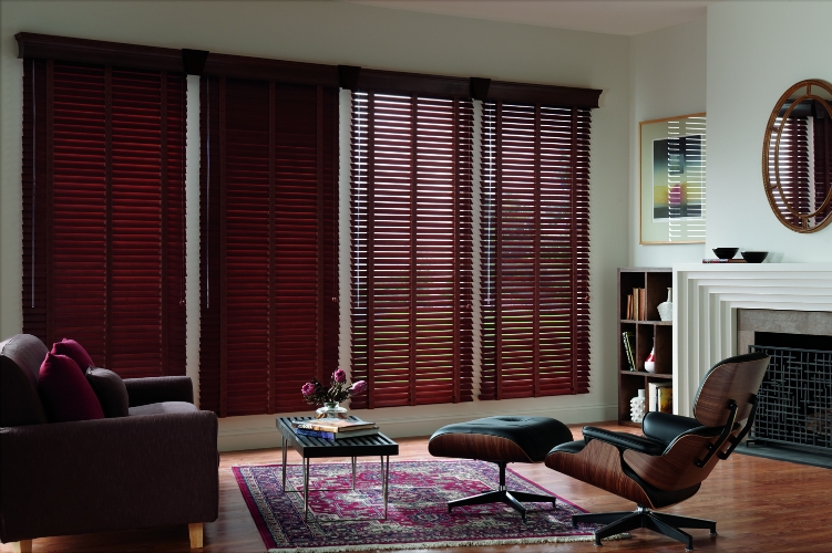 Choose from a variety of cornice and valance options for your real wood blinds.  Ask ShutterLuxe about customized decorative slats as well.